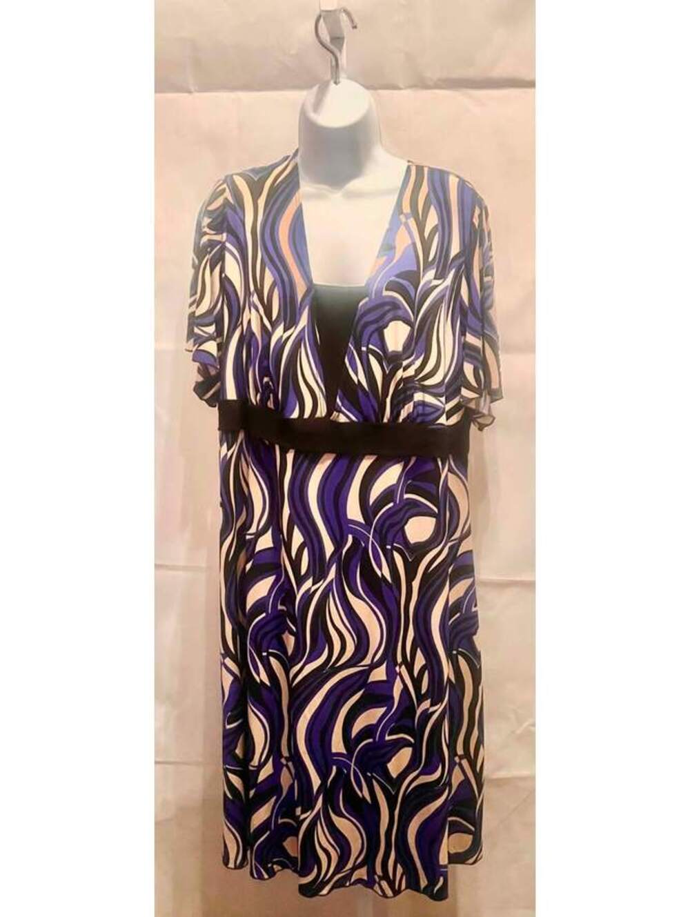 Lane Bryant 18/20 Plus Purple Abstract Print Empire Waist Midi Dress